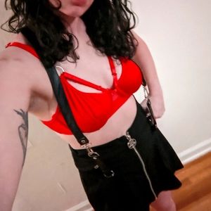 Black mini skirt with suspenders